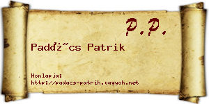 Padács Patrik névjegykártya